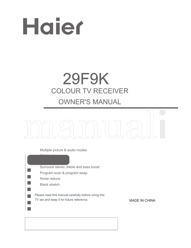 Haier 29F9K (28 pages) TV Operating Manual