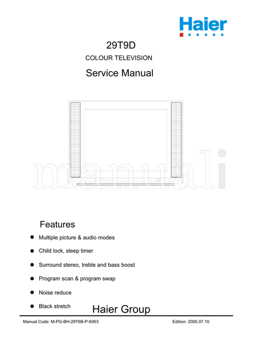 Haier 29T9D (73 pages) TV Service Manual