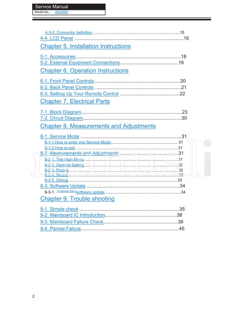Haier 40D2500 MSD3393LU (51 pages) TV Service Manual