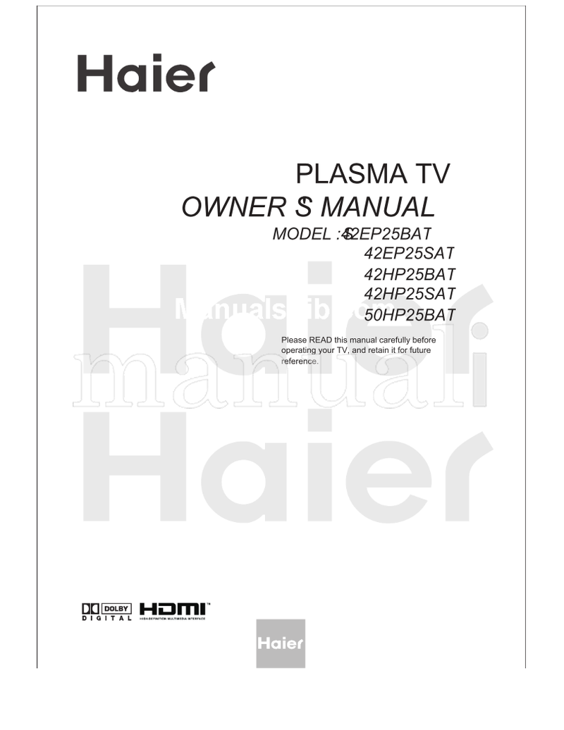 Haier 42EP25BAT 42EP25SAT 42HP25BAT 42HP25SAT 50HP25BAT (51 pages) TV Operating Manual