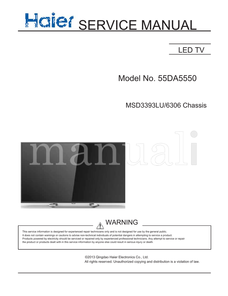 Haier 55DA5550 MSD3393LU (36 pages) Operating Manual