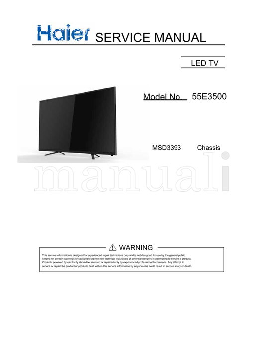 Haier 55E3500 MSD3393 (54 pages) TV Service Manual