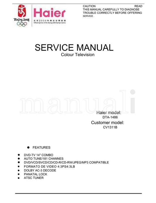 Haier DTA-1486 CV1311B (16 pages) TV Service Manual