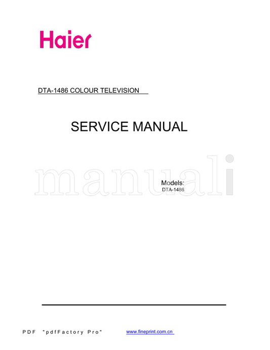 Haier DTA-1486 (36 pages) TV Service Manual