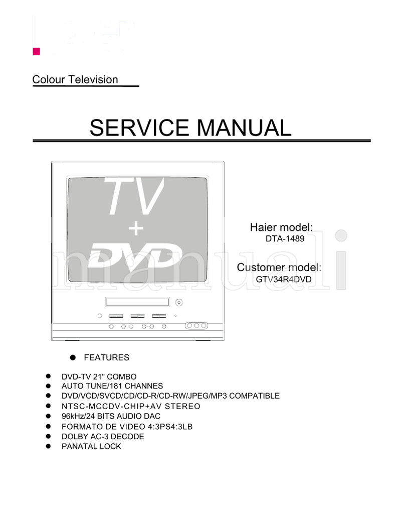Haier DTA-1489 G34R4DVD (27 pages) TV Service Manual