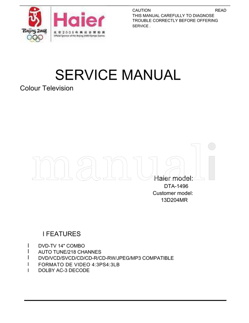 Haier DTA-1496 13D204MR (16 pages) TV Service Manual