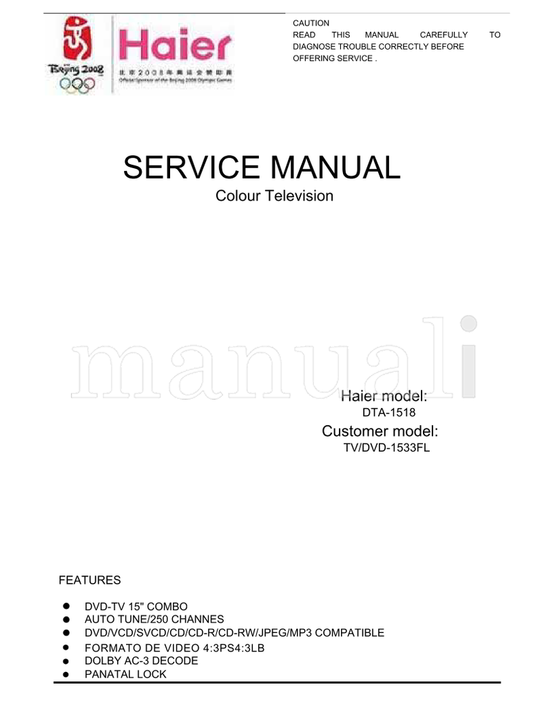 Haier DTA-1518 DVD-1533FL (18 pages) TV Service Manual