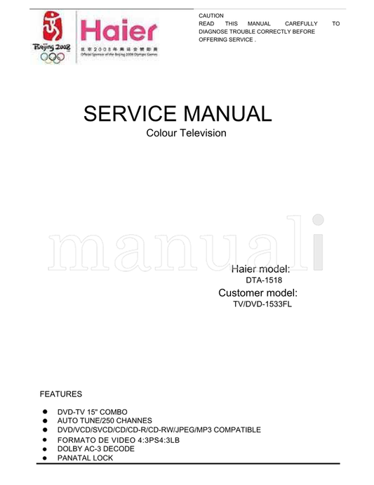 Haier DTA-1518 DVD-1533FL (18 pages) TV Service Manual