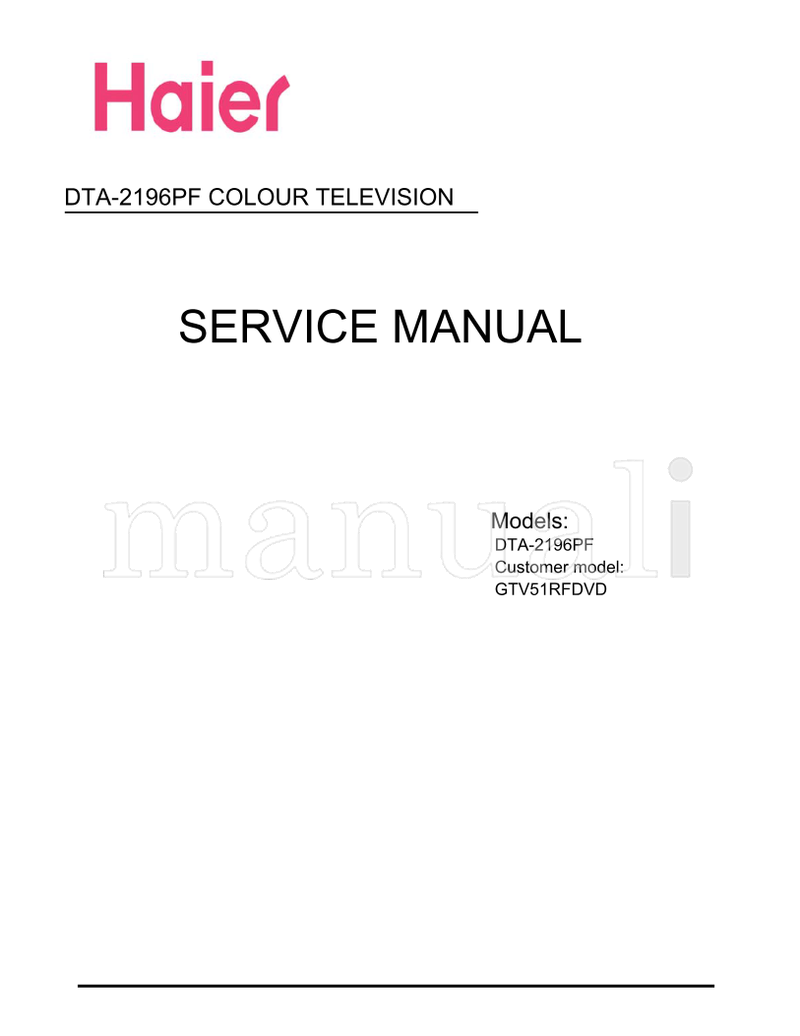 Haier DTA-2196PF GTV51RFDVD (35 pages) TV Service Manual