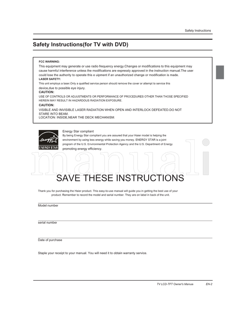 Haier HL Series (84 pages) TV Operating Manual