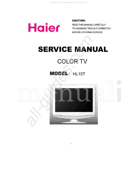 Haier HL15T (54 pages) TV Service Manual