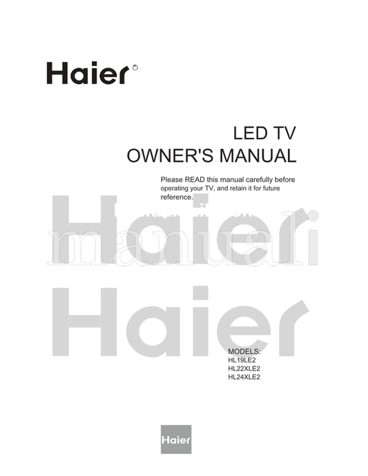 Haier HL19LE2 HL22XLE2 HL24XLE2 (34 pages) TV Operating Manual