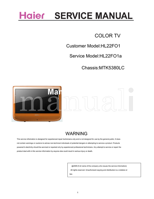 Haier HL22FO1 MTK5380LC (36 pages) Operating Manual