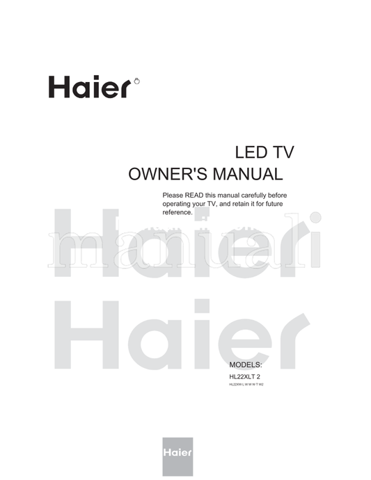Haier HL22XLTW2a (108 pages) TV Operating Manual