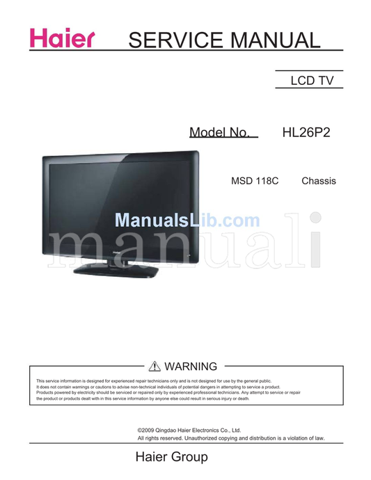 Haier HL26P2 (49 pages) TV Service Manual