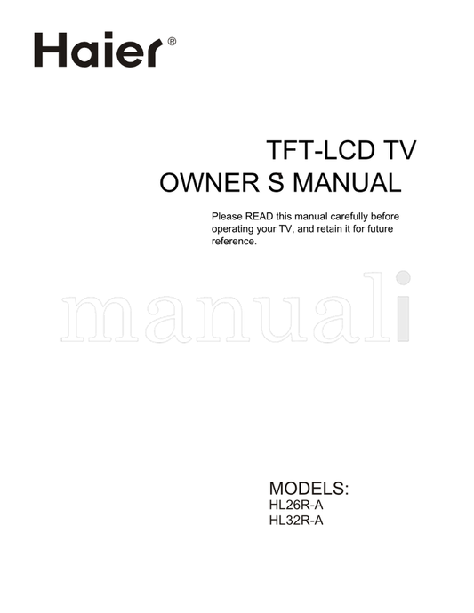 Haier HL26R-A HL32R-A (31 pages) TV Operating Manual