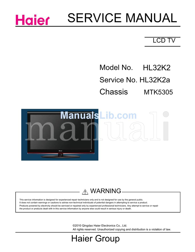 Haier HL32K2 MTK5305 (61 pages) TV Service Manual