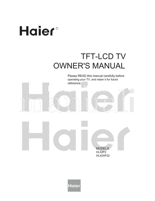 Haier HL32P2 HL42XP22 (34 pages) TV Operating Manual