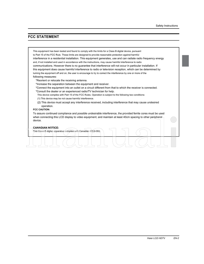 Haier EN-1 (38 pages) TV Operating Manual