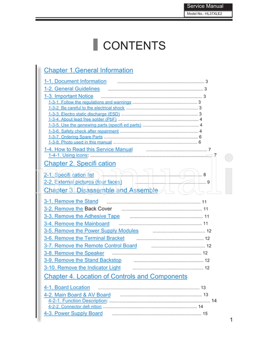 Haier HL37XLE2 HL37XLE2a ZORAN745 TV1007S003V0 (62 pages) TV Service Manual