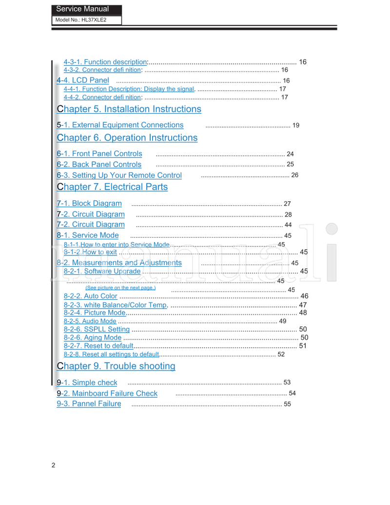 Haier HL37XLE2 HL37XLE2a ZORAN745 TV1007S003V0 (62 pages) TV Service Manual