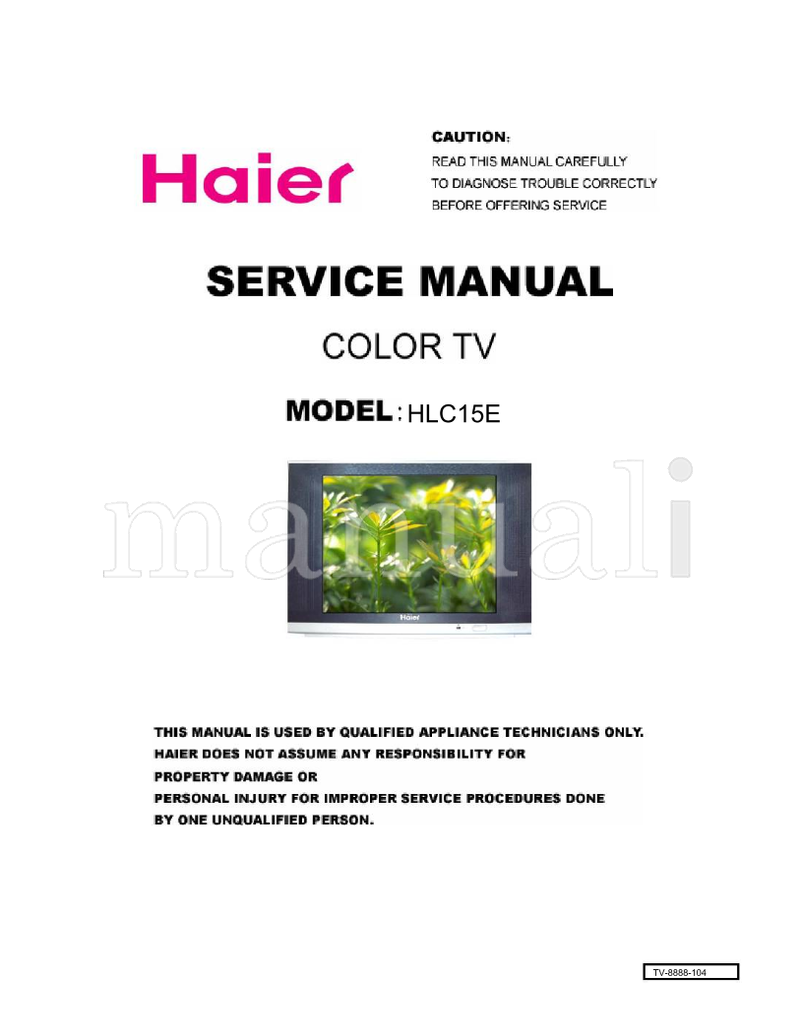 Haier HLC15E TV-8888-104 (36 pages) TV Service Manual