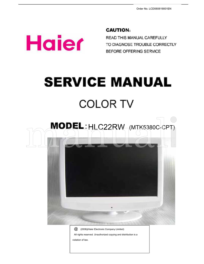 Haier HLC22RW (55 pages) TV Service Manual