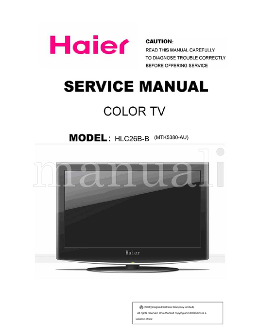 Haier HLC26B-B (54 pages) TV Service Manual