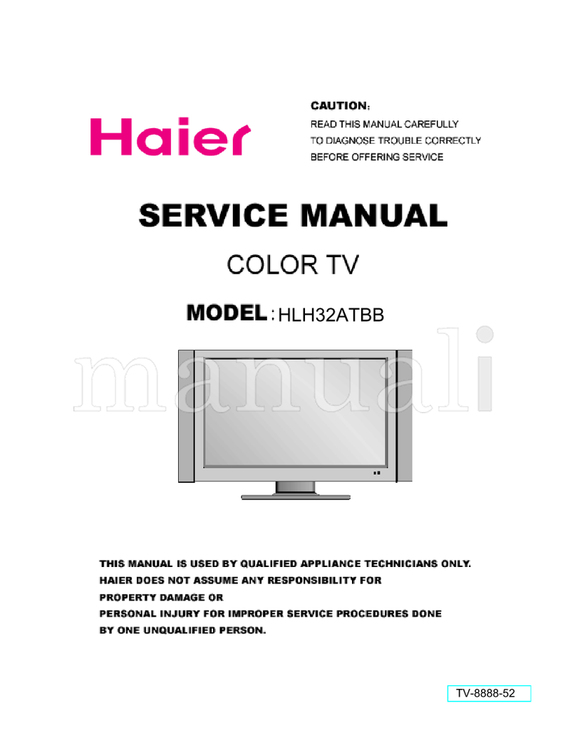 Haier HLH32ATBB TV-8888-52 (43 pages) TV Service Manual