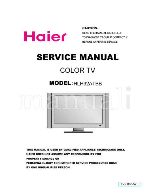 Haier HLH32ATBB TV-8888-52 (43 pages) TV Service Manual