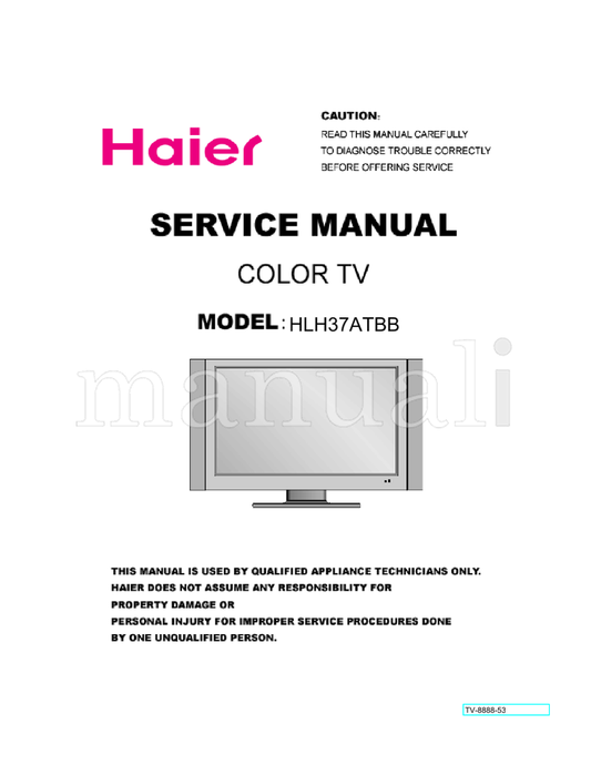 Haier HLH37ATBB TV-8888-53 (43 pages) TV Service Manual