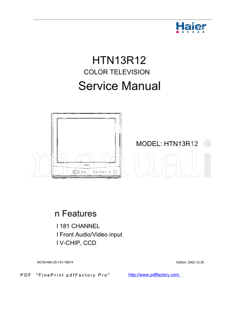 Haier HTN13R12 M-AM-US-131-76814 (42 pages) TV Service Manual