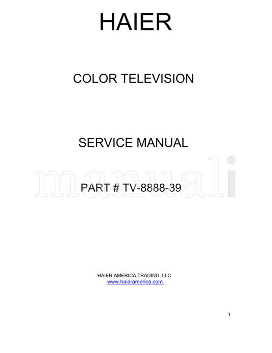 Haier HTX29S31S (30 pages) TV Service Manual