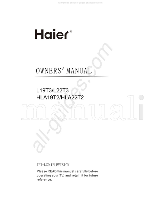 Haier L19T3 L22T3 HLA19T2 HLA22T2 (30 pages) TV Operating Manual