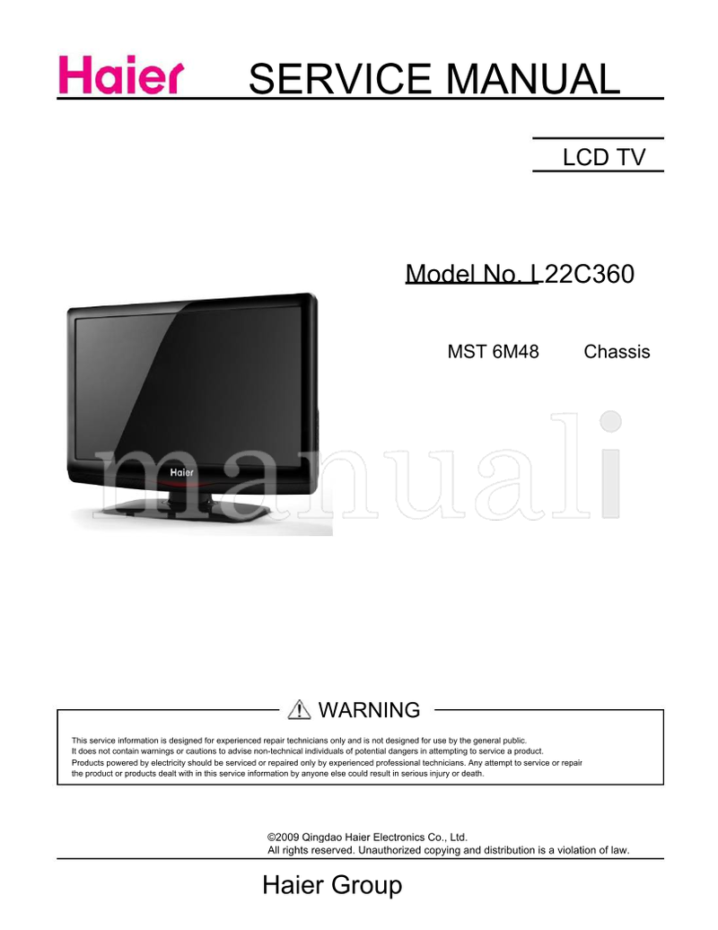 Haier L22C360 (53 pages) TV Service Manual