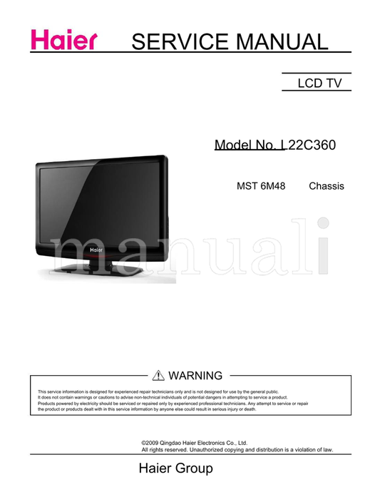 Haier L22C360 (53 pages) TV Service Manual
