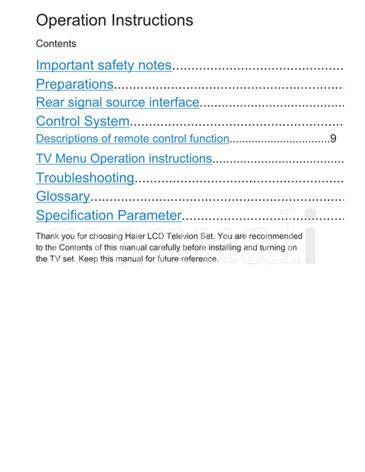 Haier L22T6 L24T6 (19 pages) TV Operating Manual