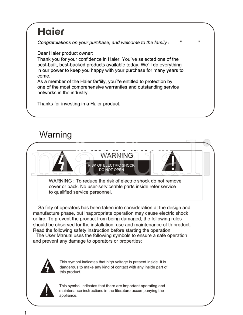 Haier L26A16 L32A16 L37A16 L42A16 L26A18 L32A18 L37A18 L42A18 (38 pages) TV Operating Manual