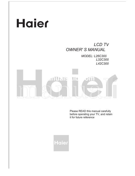 Haier L26C300 L32C300 L42C300 (15 pages) TV Operating Manual