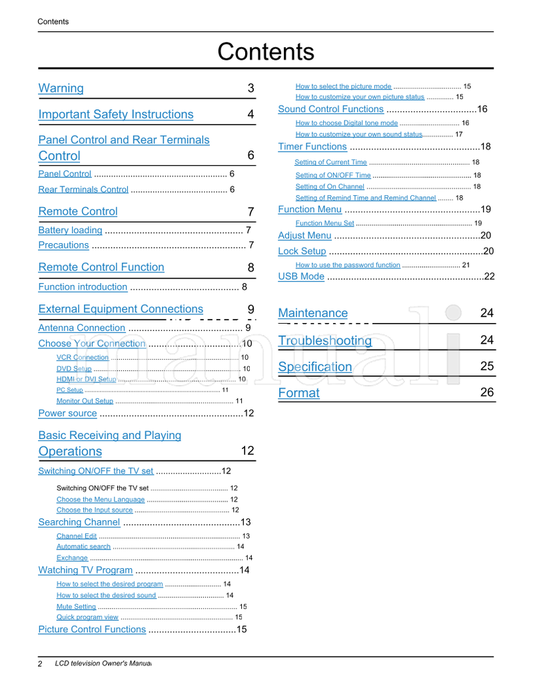 Haier L26F6 L32F6 L42F6 (27 pages) TV Operating Manual