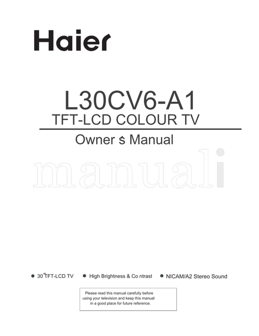 Haier L30CV6-A1 (24 pages) TV Operating Manual