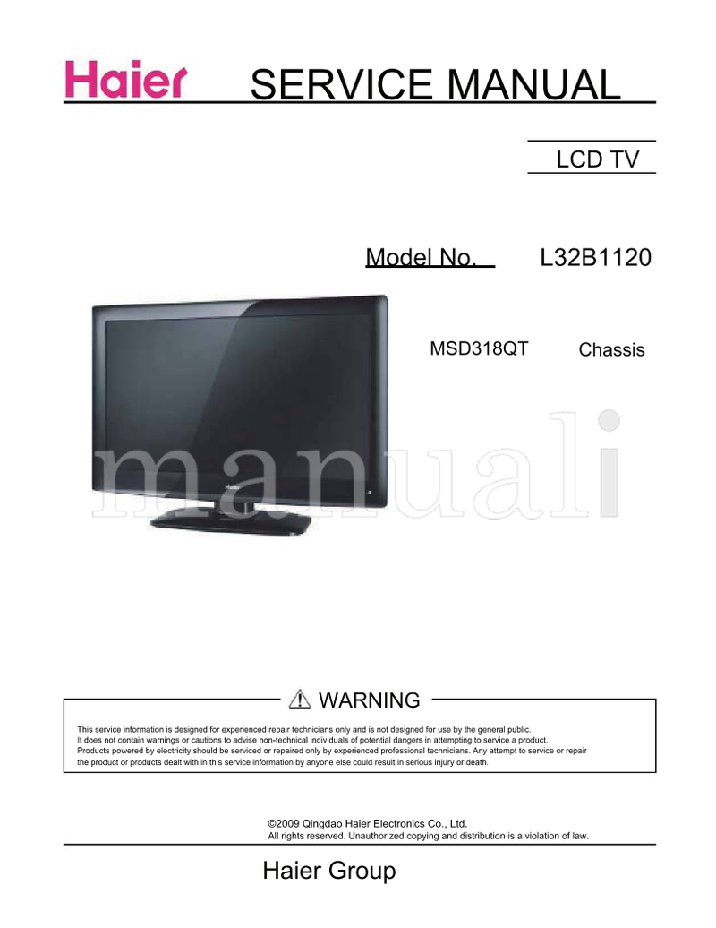 Haier L32B1120 MSD318QT (57 pages) TV Service Manual