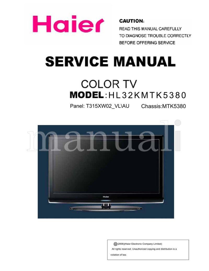 Haier MTK5380 (54 pages) TV Service Manual