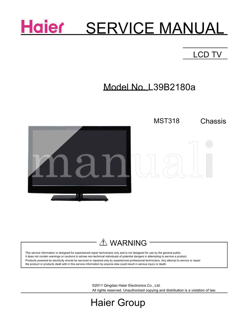 Haier L39B2180a MST318 (59 pages) TV Service Manual