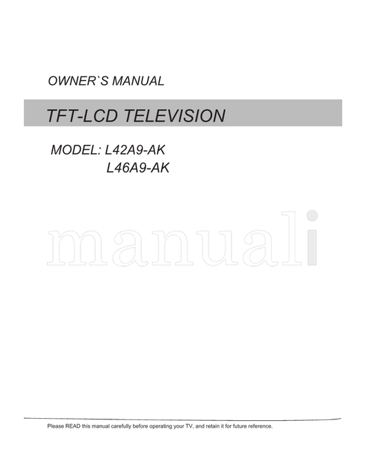 Haier L42A9-AK L46A9-AK (54 pages) TV Operating Manual