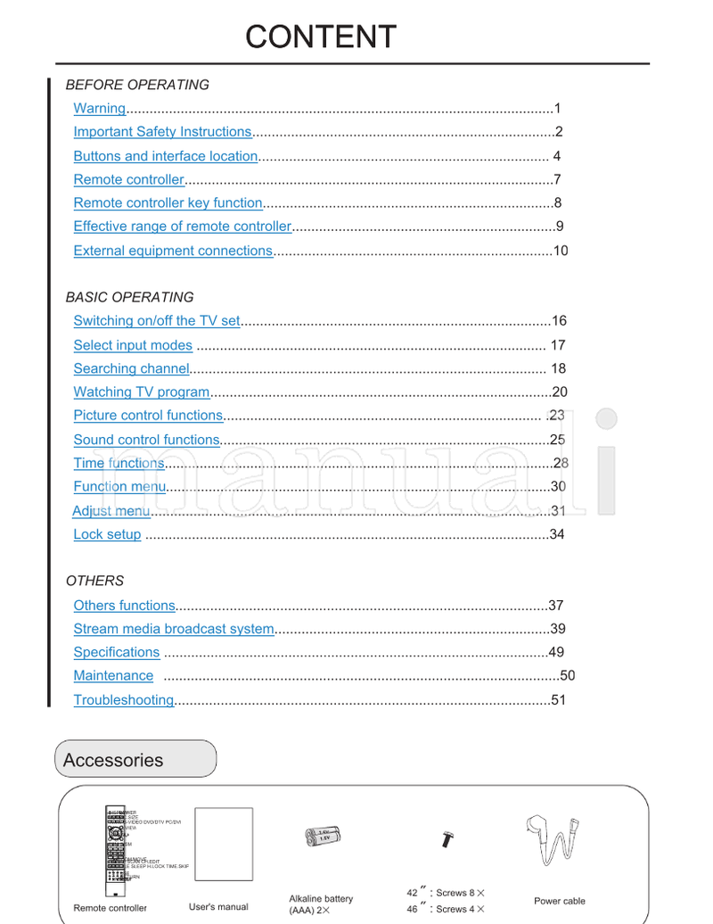 Haier L42A9-AK L46A9-AK (54 pages) TV Operating Manual