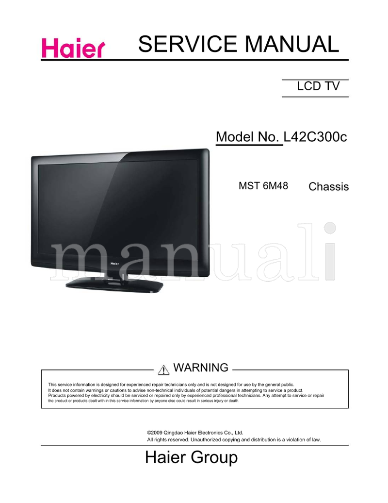 Haier L42C300c (54 pages) TV Service Manual