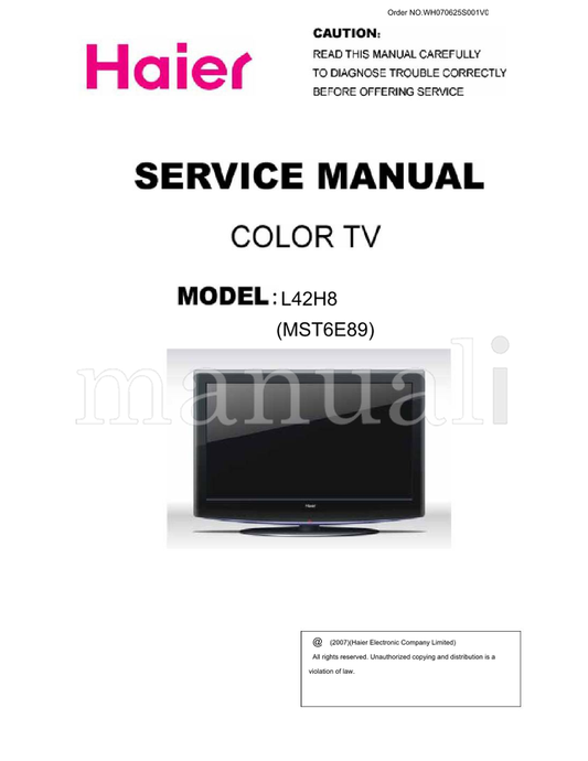 Haier L42H8 (41 pages) TV Service Manual