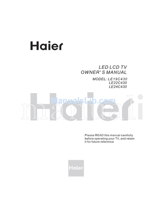 Haier LE19C430 (31 pages) TV Operating Manual