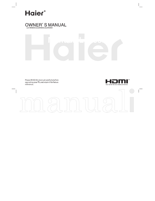 Haier LE19K800 LE22K800 LE24K800 (26 pages) TV Operating Manual